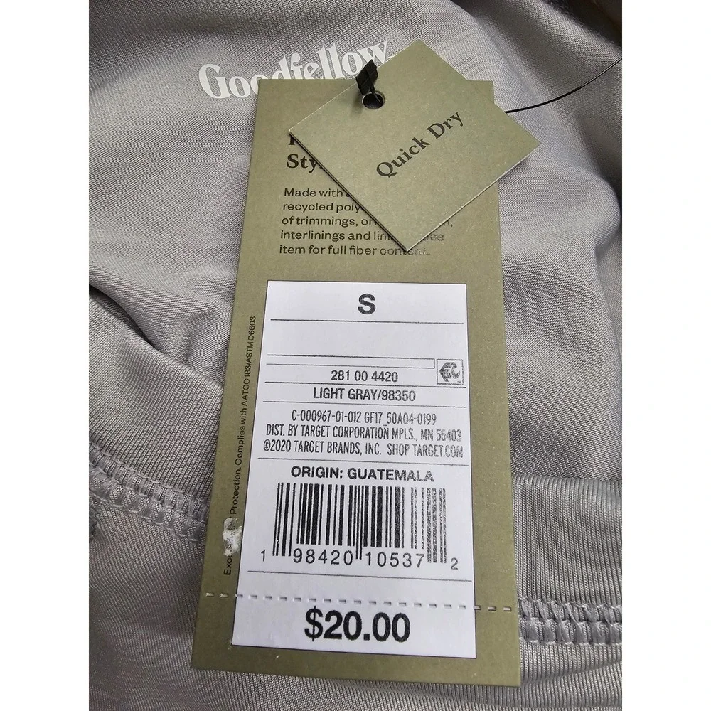 Goodfellow & Co Mens Long Sleeve‎ Rash Guard Light Gray Slim Fit Small NWT
